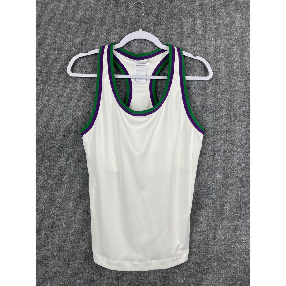 Wimbledon Performance Tank Top Women's L White Good Racerback Tennis Athletic